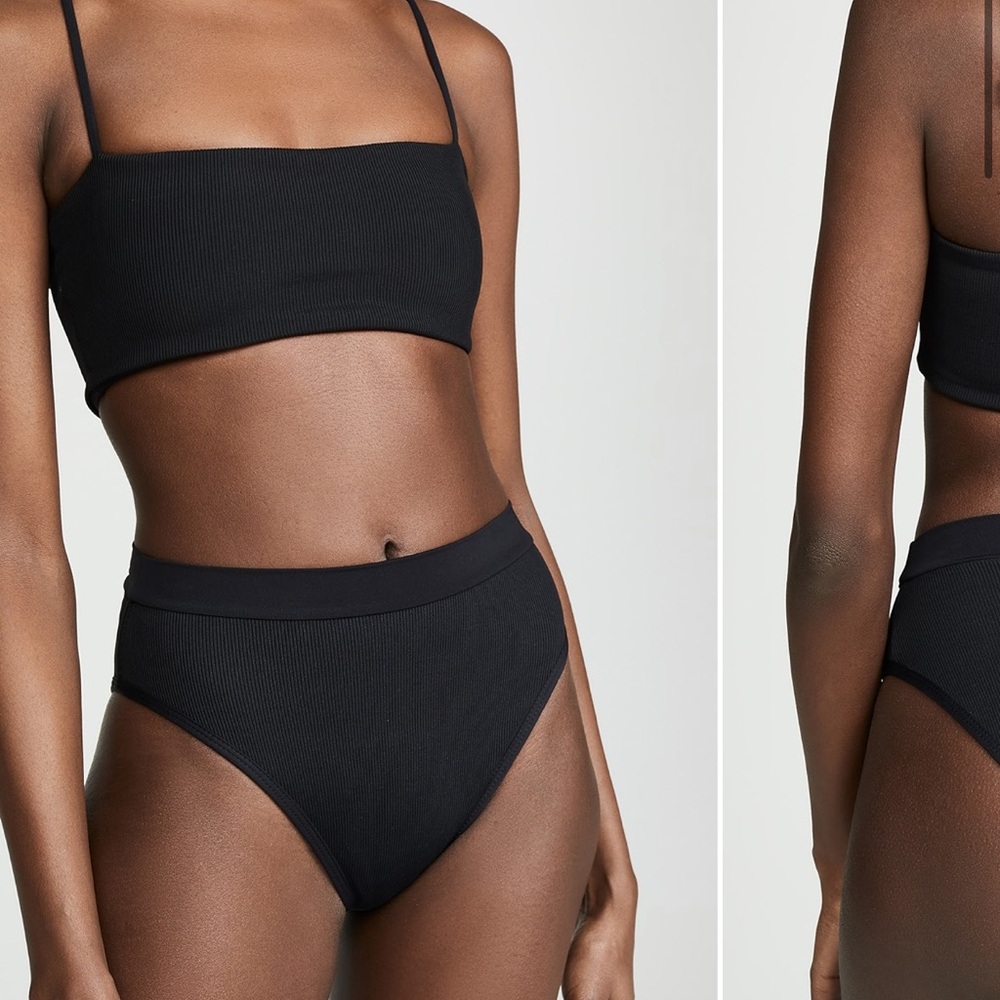 L*space frenchie high rise bikini bottoms black sz large nwt